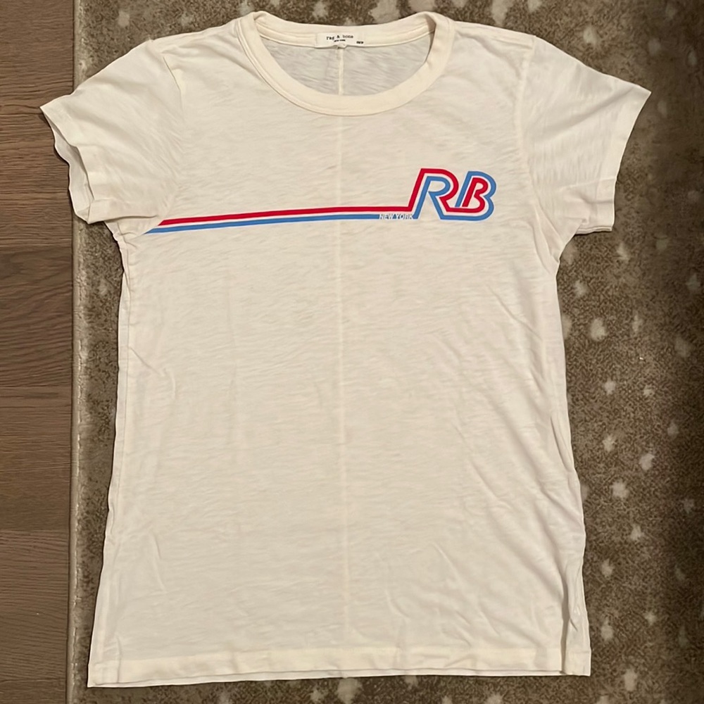 Rag & Bone Tee Shirt with logo in red and blue